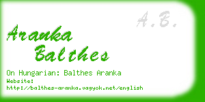 aranka balthes business card